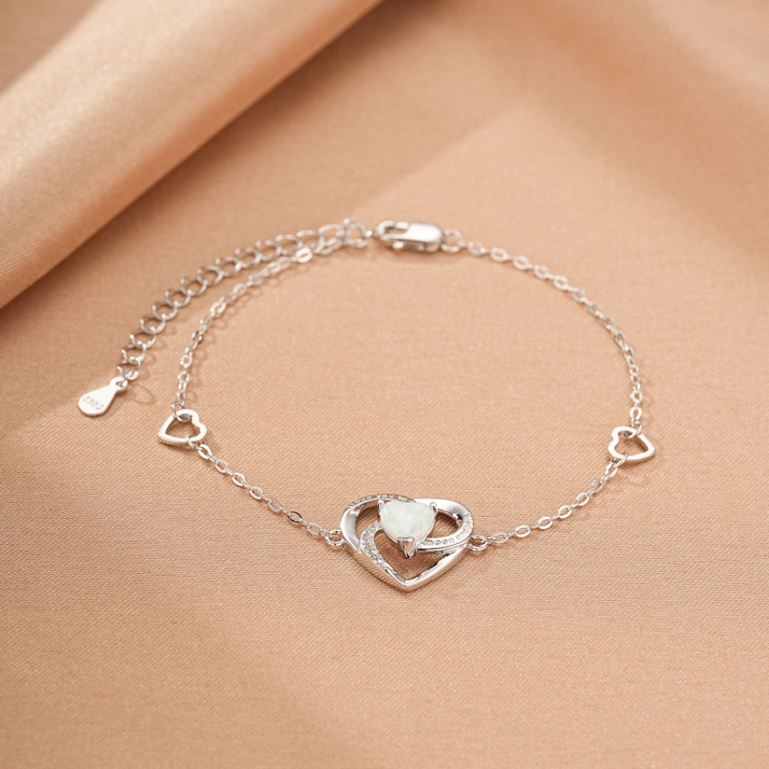Bracelet Argent Opale Cœur Éternel - Bijou Amour - Biloria