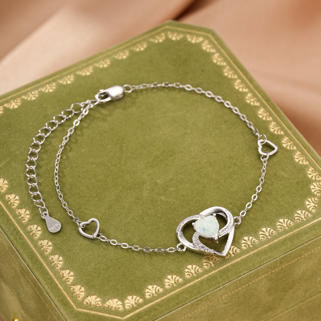 Bracelet Argent Opale Cœur Éternel - Bijou Amour - Biloria