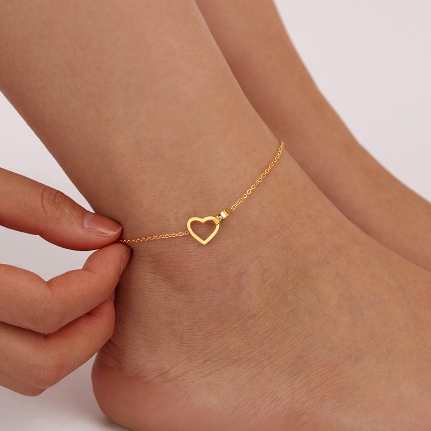 Bracelet Cheville Cœur Amour Infini - Doré Acier - Biloria