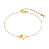 Bracelet Cheville Cœur Amour Infini - Doré Acier - Biloria