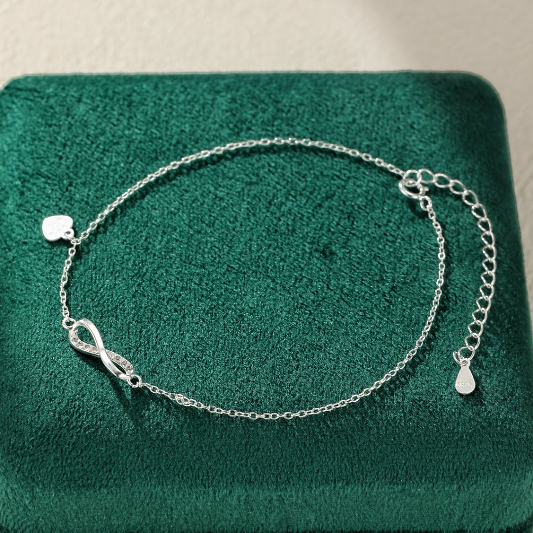 Bracelet Cheville Infini Zircon Argent 925 - Bijou Cadeau - Biloria