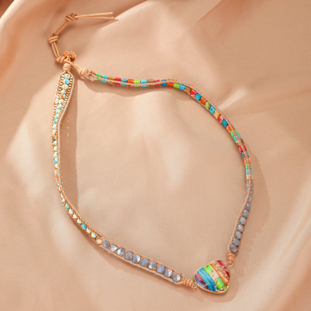 Bracelet Cœur Arc-en-Ciel Jaspe Chakras – Cadeau Spirituel - Biloria