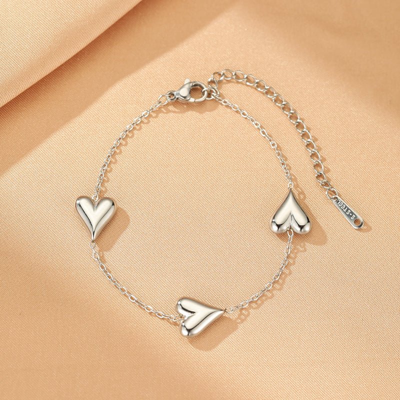 Bracelet Cœur Doré Acier Inoxydable 316L Ajustable - Biloria