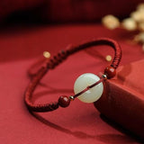 Bracelet Cordon Jade et Cinabre Tendance Bureau - Biloria