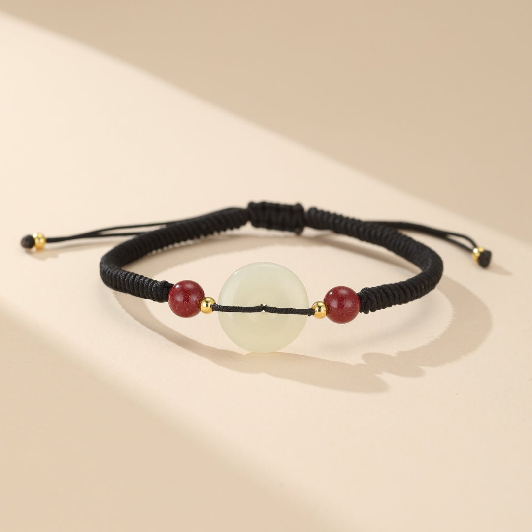 Bracelet Cordon Jade et Cinabre Tendance Bureau - Biloria