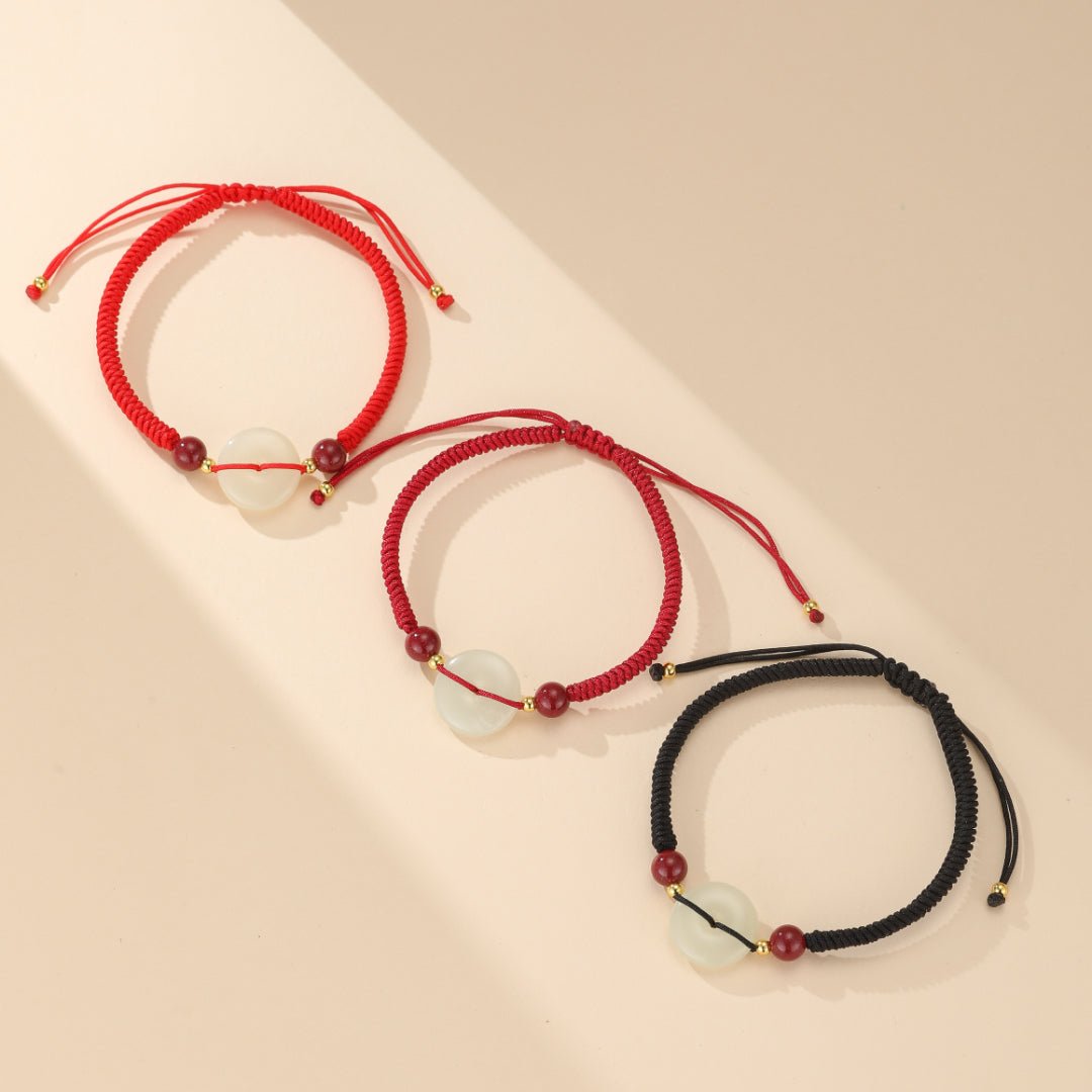 Bracelet Cordon Jade et Cinabre Tendance Bureau - Biloria