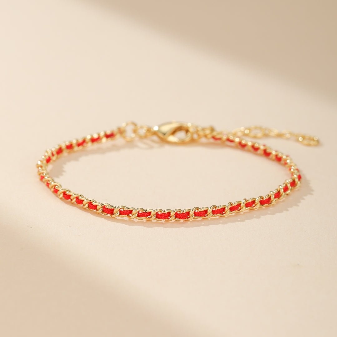 Bracelet Cordon Rouge Argent 925 Plaqué Or – Protection et Élégance - Biloria