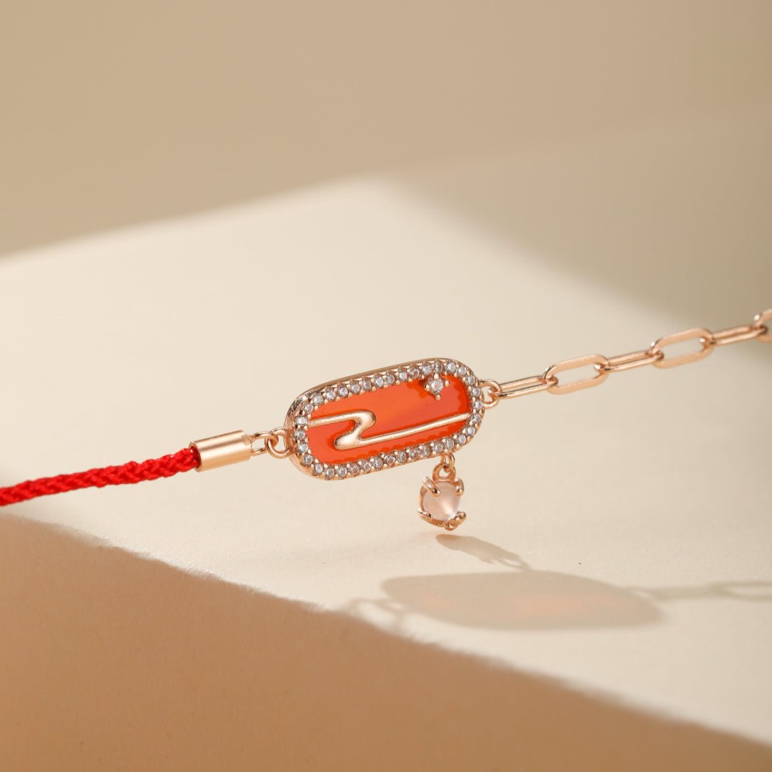 Bracelet Cordon Rouge Nuage Lunaire – Argent Plaqué Or - Biloria