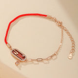 Bracelet Cordon Rouge Nuage Lunaire – Argent Plaqué Or - Biloria