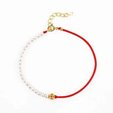 Bracelet Cordon Rouge Perles Abondance Argent 925 - Biloria