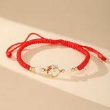 Bracelet Cordon Rouge Serpent Carpe Koï Argent Plaqué Or - Biloria