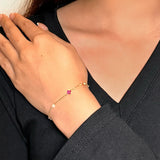 Bracelet Cornaline Perle Péridot Citrine Zircon Nacre Argent 925 - Biloria