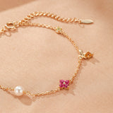 Bracelet Cornaline Perle Péridot Citrine Zircon Nacre Argent 925 - Biloria