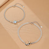 Bracelet Couple Argent 925 Lune et Rose – Symbolisme du Petit Prince - Biloria
