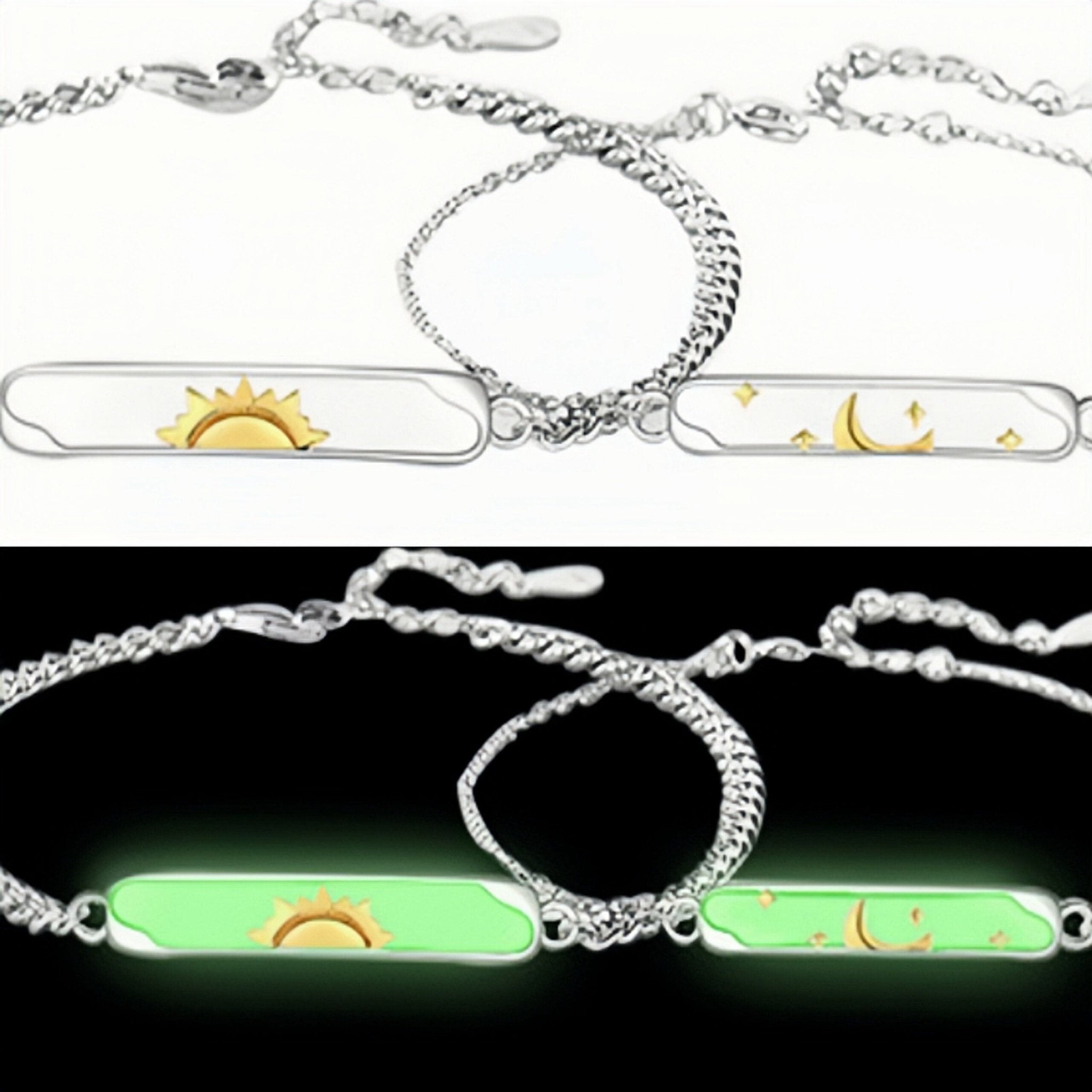 Bracelet Couple Lune et Soleil Argent 925 – Feng Shui - Biloria