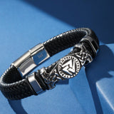 Bracelet Cuir Viking Runes Valknut - Protection Nordique - Biloria