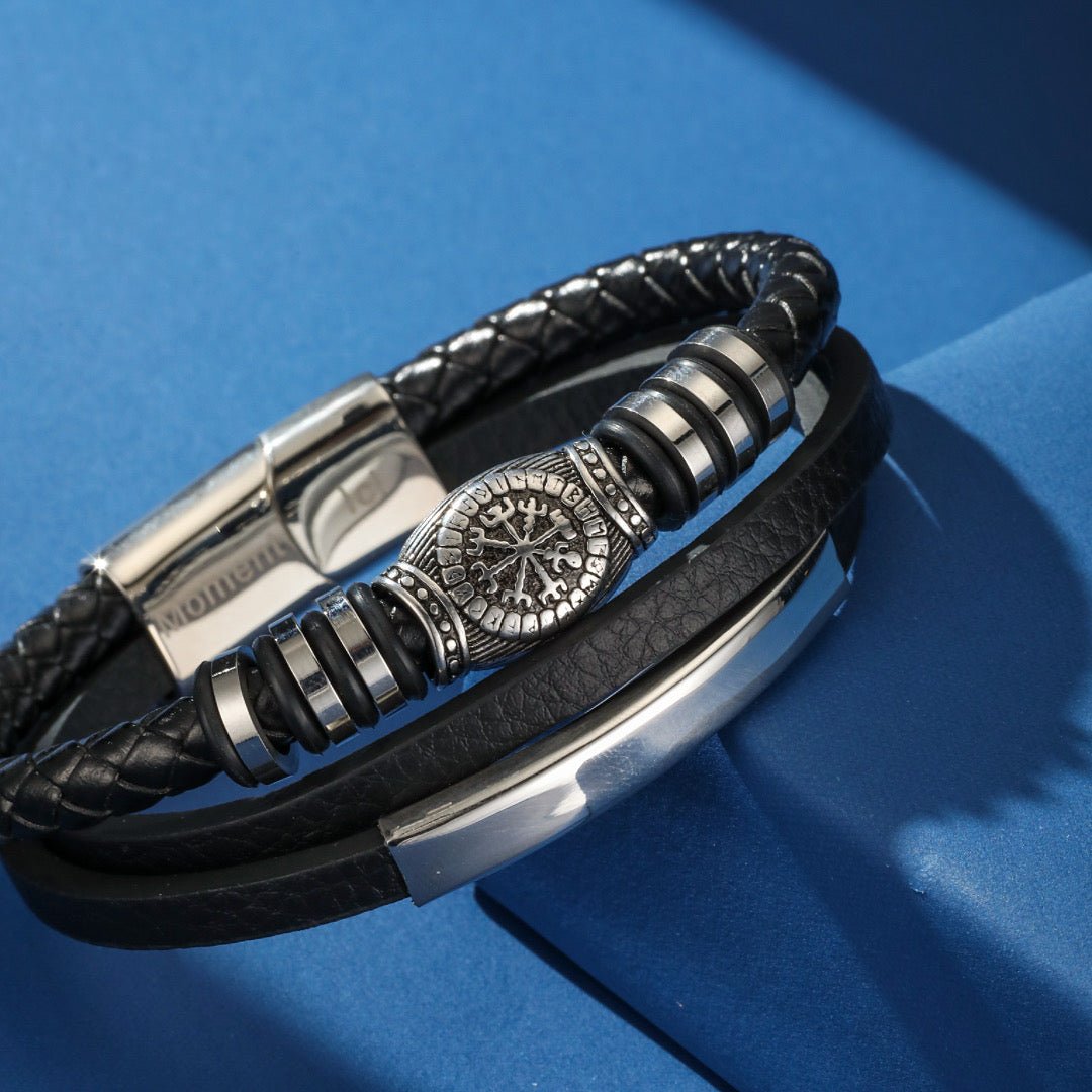 Bracelet Cuir Viking Vegvisir – Protection et Guidance - Biloria