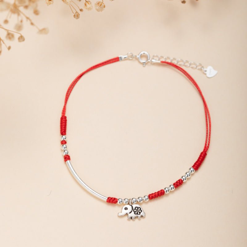 Bracelet de cheville perles rouges argent 925 - Biloria
