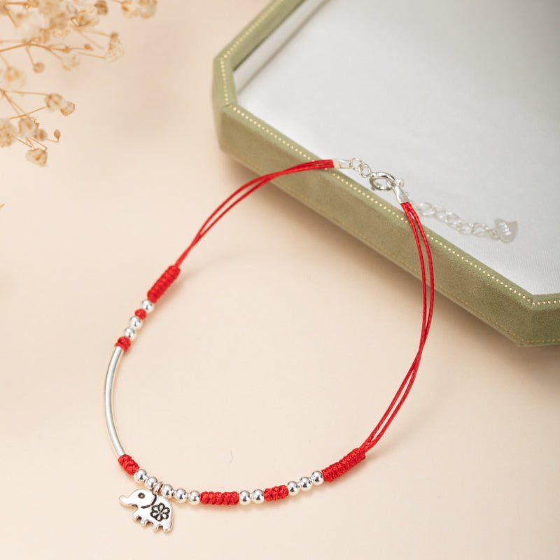 Bracelet de cheville perles rouges argent 925 - Biloria