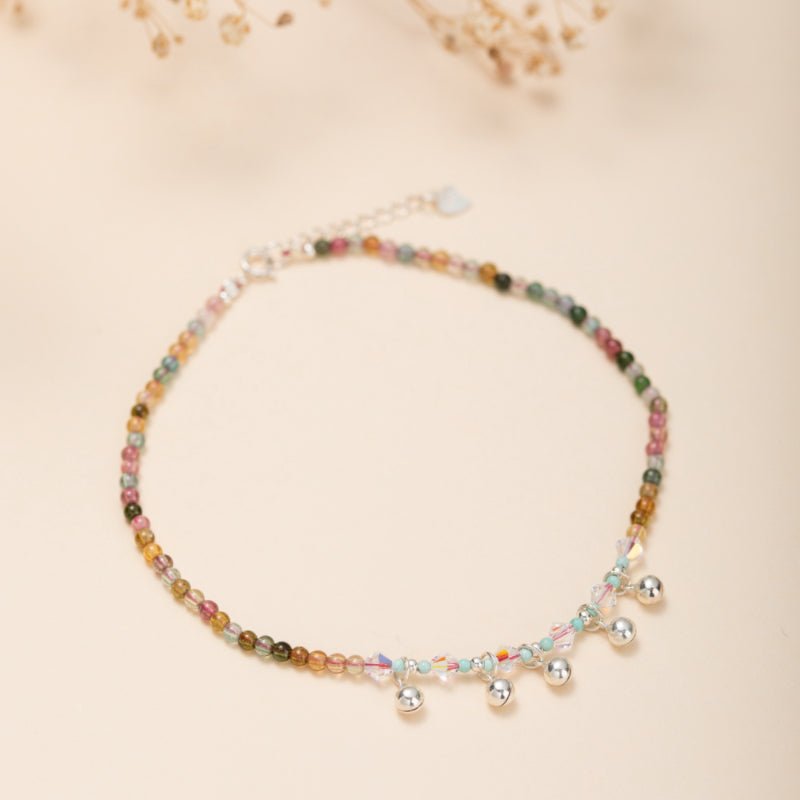 Bracelet de Cheville Tourmaline Argent – Bijou Spirituel Équilibrant - Biloria