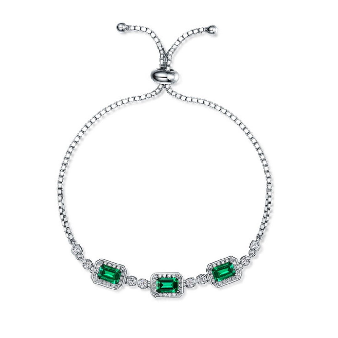 Bracelet Émeraude Jardin Secret en Argent Plaqué Platine - Biloria