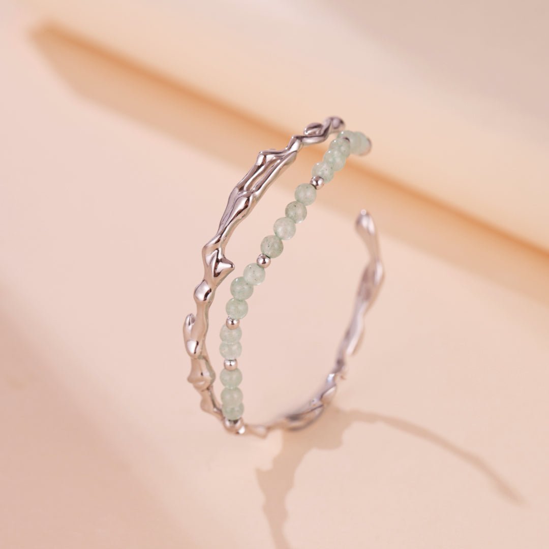 Bracelet en Aventurine et Argent 925 – Symbole Bambou - Biloria