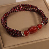 Bracelet en Grenat 3mm Triple Rangée pour Bien-être - Biloria
