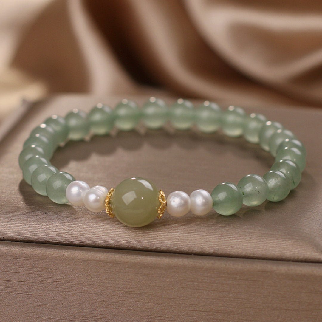 Bracelet en Jade Aventurine et Perles - Bijou Harmonie - Biloria