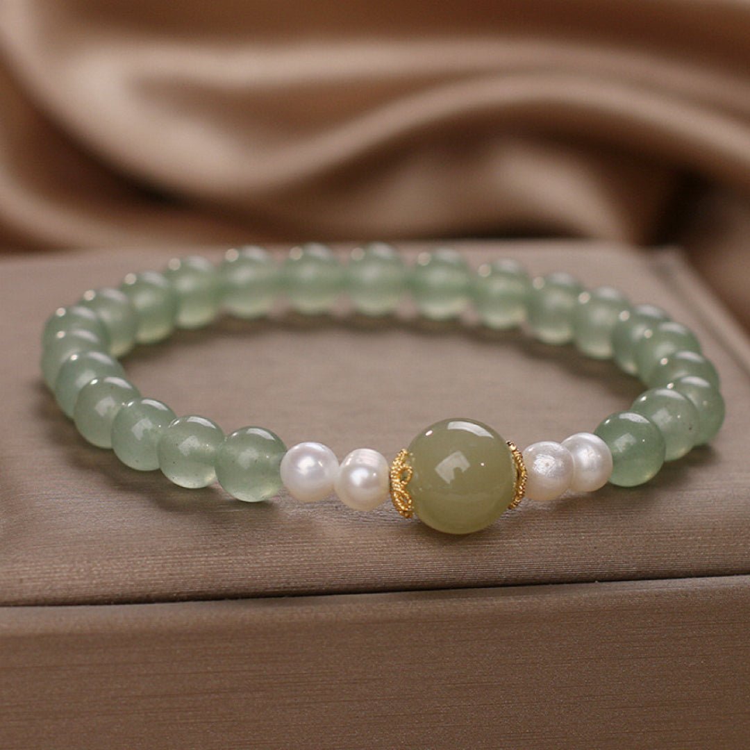 Bracelet en Jade Aventurine et Perles - Bijou Harmonie - Biloria