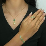 Bracelet en Jade et Argent Plaqué Or - Goutte de Chance, Bijou Cadeau - Biloria