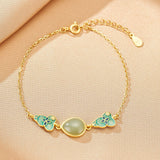 Bracelet en Jade et Argent Plaqué Or - Goutte de Chance, Bijou Cadeau - Biloria