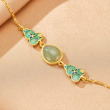 Bracelet en Jade et Argent Plaqué Or - Goutte de Chance, Bijou Cadeau - Biloria
