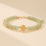 Bracelet en Jade et Fleur de Cerisier Ajustable - Biloria