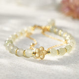Bracelet en Jade et Fleur de Cerisier Ajustable - Biloria