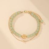 Bracelet en Jade et Fleur de Cerisier Ajustable - Biloria