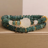 Bracelet en Jadéite Perles Vertes avec Charm Renard Royal - Biloria