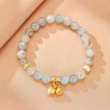 Bracelet en Labradorite et Perle d'Eau Douce avec Charms Lotus - Biloria