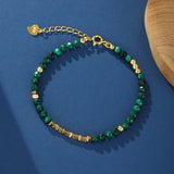 Bracelet en Malachite et Argent Plaqué Or pour Protection - Biloria