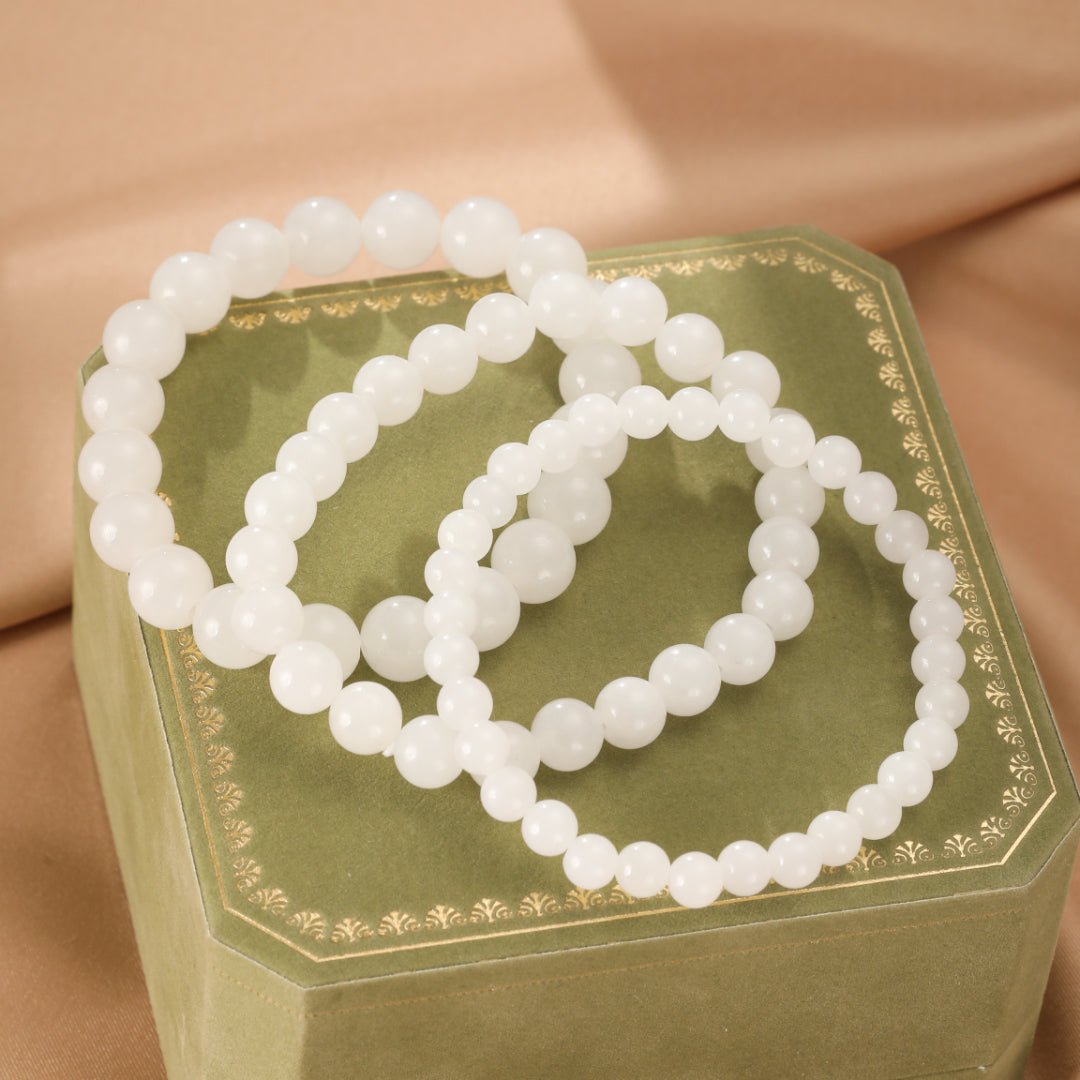 Bracelet en Pierre de Jade Blanc pour la Sérénité au Quotidien - Biloria