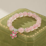 Bracelet enfant Quartz Rose fleur Argent 925 - Biloria