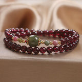 Bracelet Grenat et Jade : Équilibre Énergétique Feng Shui - Biloria