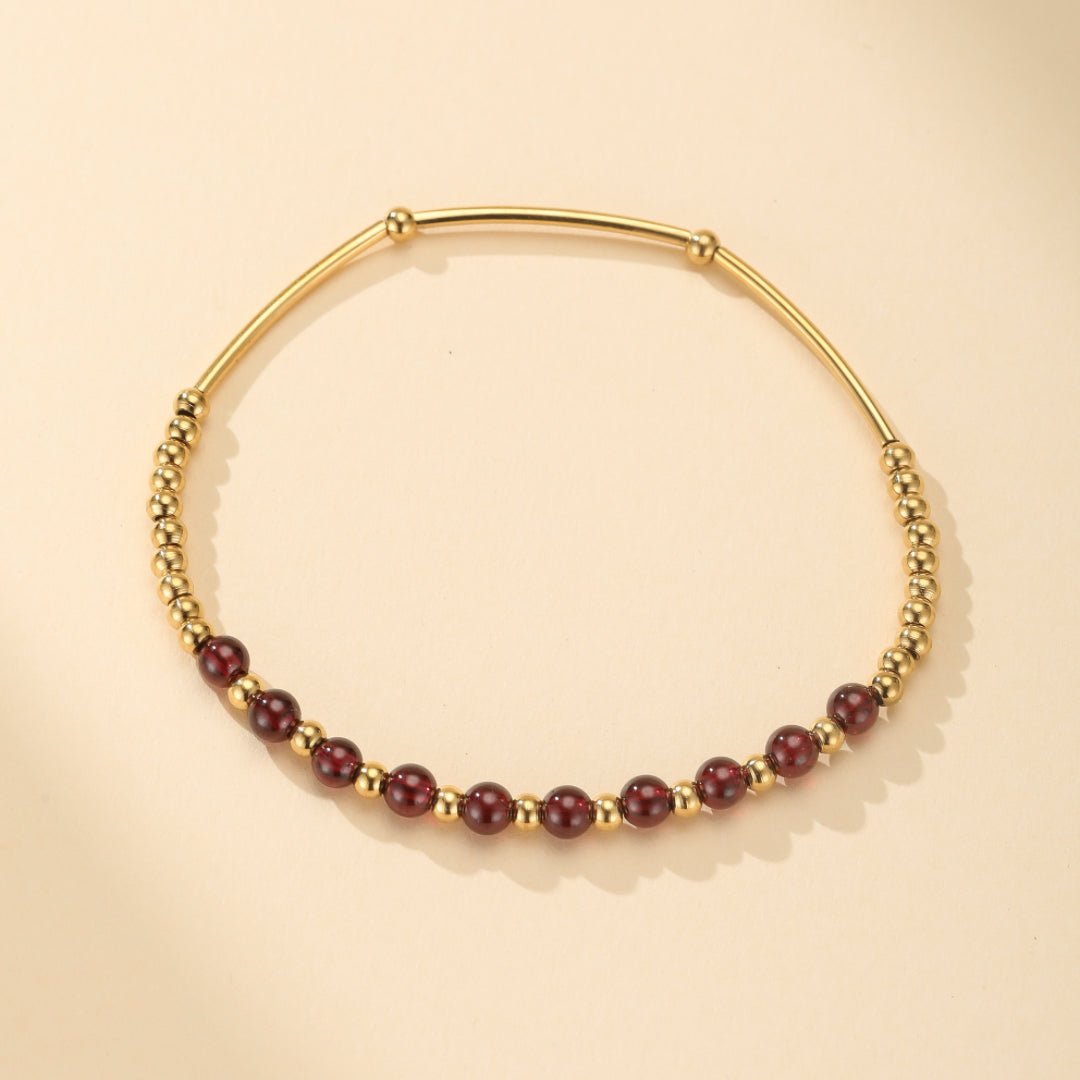 Bracelet Grenat Plaqué Or 18K – Énergie Solaire et Protection - Biloria