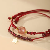 Bracelet Grenat Quartz Fraise Fil Rouge Protection Destin - Biloria
