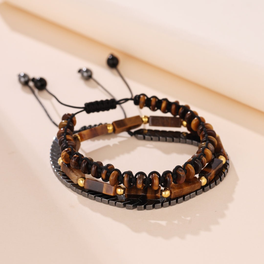 Bracelet Hématite et Œil de Tigre : Protection et Force - Biloria