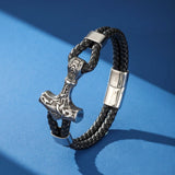 Bracelet Homme Cuir Ancre Viking Protection Nordique - Biloria