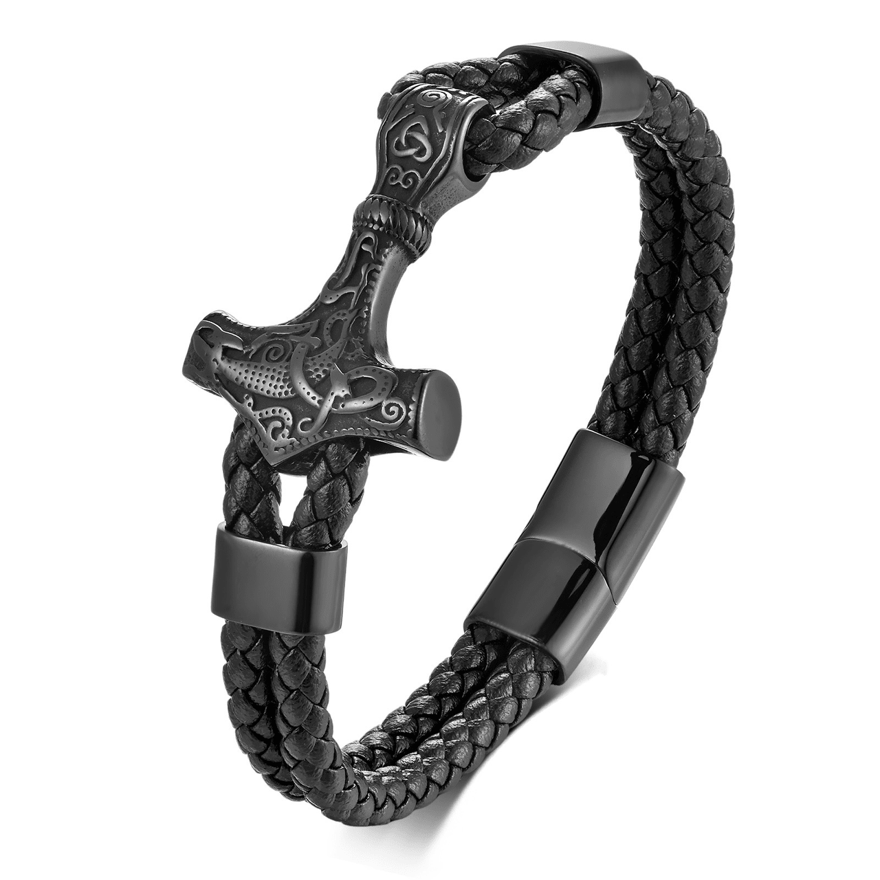 Bracelet Homme Cuir Ancre Viking Protection Nordique - Biloria