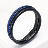 Bracelet Homme Cuir Deux Rangs | Classe Duo Noir - Biloria