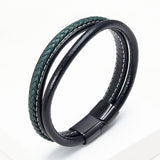 Bracelet Homme Cuir Deux Rangs | Classe Duo Noir - Biloria