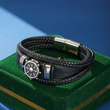 Bracelet Homme Cuir Gouvernail – Cap Serein - Biloria