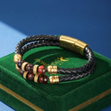 Bracelet Homme Cuir Œil de Tigre Double Tour - Biloria